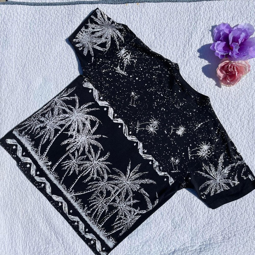 Vintage Single Stitch Laguna Black & White Palm Trees & Night Sky Island Tee- XL - Picture 2 of 6